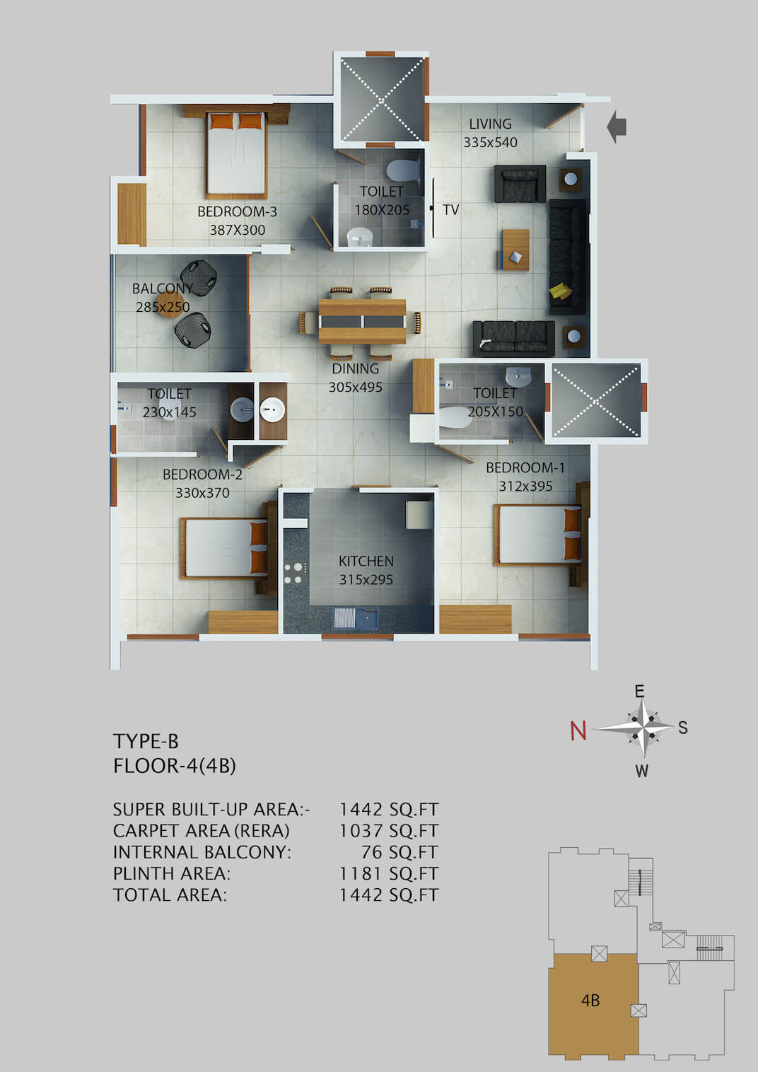  Type  B  4th floor