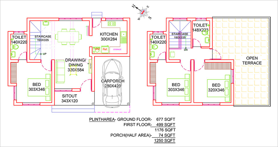  Villa in Trivandrum Plinth Area